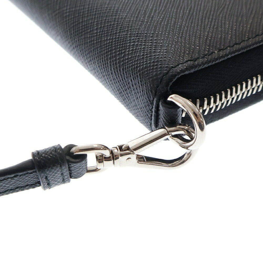 Prada Document Long Saffiano Wallet Black Holder Triangle - Picture 5 of 5